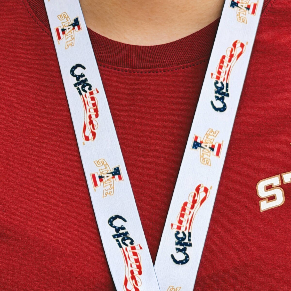 Patriotic Cyclones Script 2-Sided Buckle Lanyard (1")